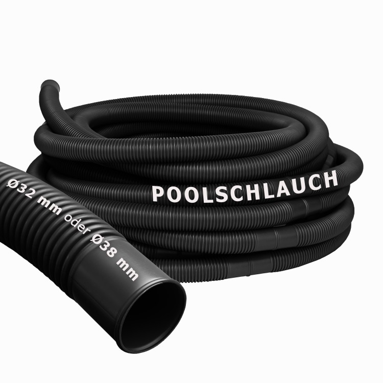 Pondlife Pool- und Solarschlauch schwarz, Ø 32 mm, Länge 6 m Original aus Europa