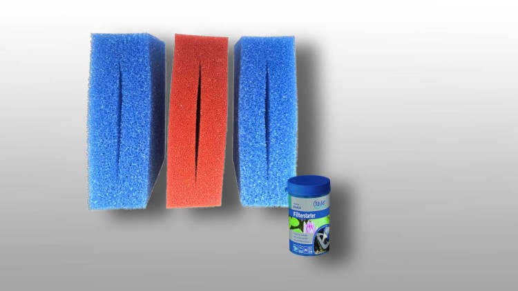 Wartungspaket Ersatzfilterschwamm Set für Oase Biotec 5 / 2x blau + 1x rot + 1x Biokick