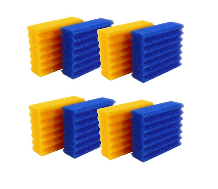 Pondlife 8 Stück Filterschwämme 4 Blaue und 4 gelbe passend für SunSun CBF 350