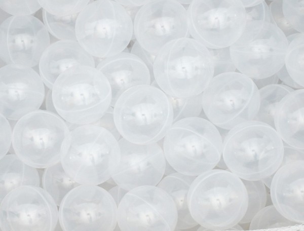 PE Bälle transparent zur Teichabdeckung Ø 60mm / 1000 St. (3 m²) / Winter mit Aufbewahrungsnetz