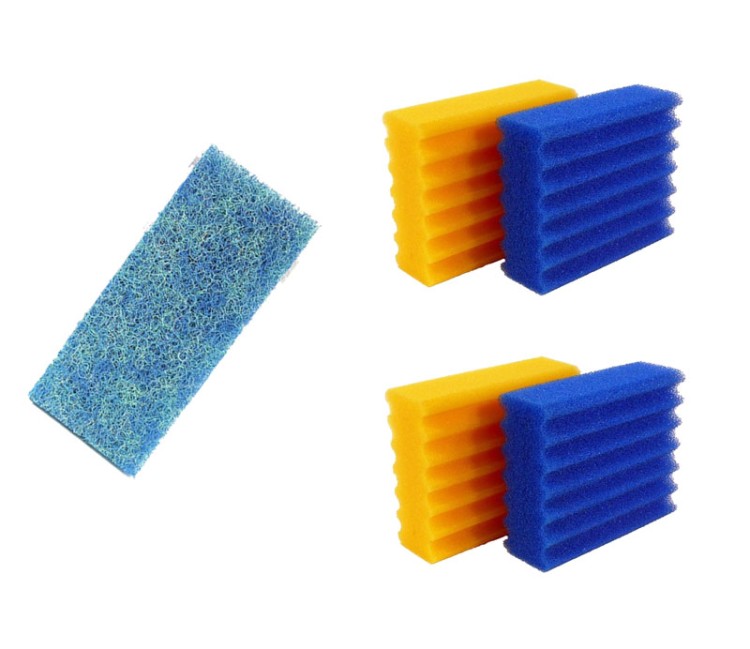Pondlife 4 Stück Filterschwämme 2 blaue und 2 gelbe + 1 Stück Biomatten passend für SunSun CBF
