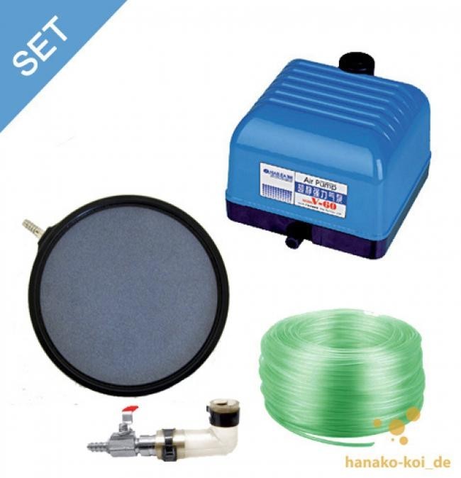 AquaForte V - 60 Belüftungs - SET - 3600 l/h (Pumpe+Belüfterplatte+Luftverteiler+Schlauch)