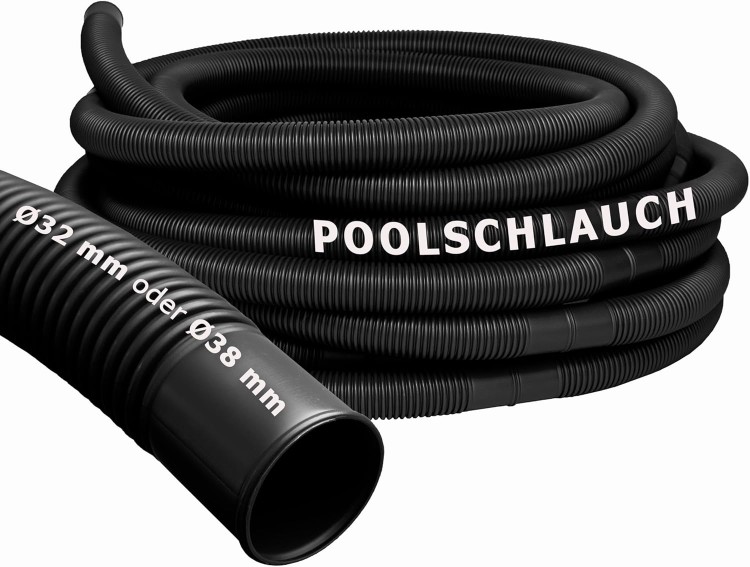Pondlife Poolschlauch, Saugschlauch, Schwimmschlauch Ø 32 und 38 mm (1,5 m Muffenabstand) schwarz