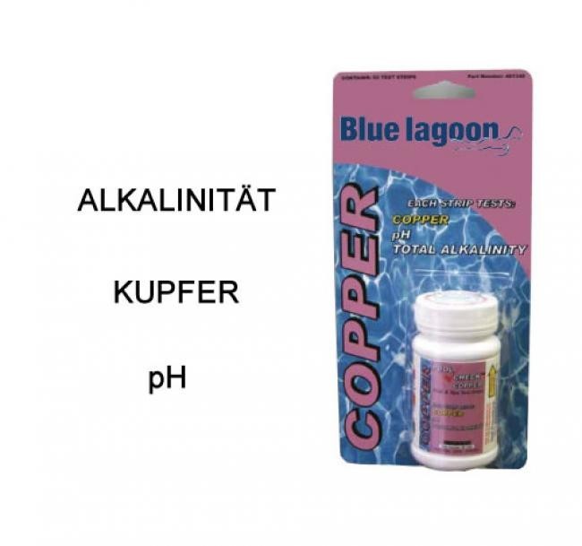 BLUE LAGOON KUPER 3 IN 1 TESTSTREIFEN (50 Stück) FÜR SCHWIMMBAD &amp; SPA