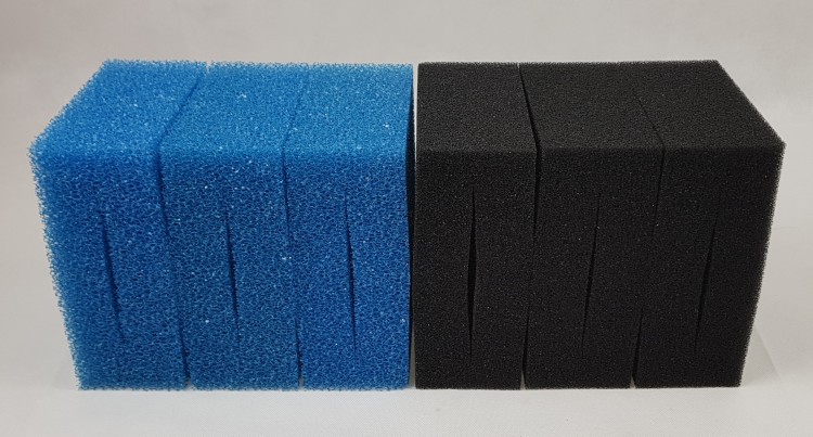 Ersatz-Filterschwamm Set 3 für Oase Biosmart 16000, 3x Blau grob + 3x Schwarz fein