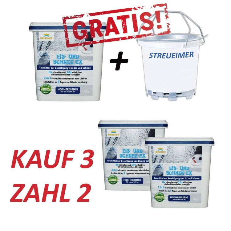 Eis- und Schnee-Ex Taumittel, 15 kg, besser als Streusalz inkl. Profi-Streueimer GRATIS