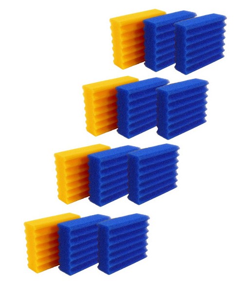 Pondlife 12 Filterschwämme 8 x Filterschwamm blau (grob) 4 x Filterschwamm gelb (fein) geschlitzt pa